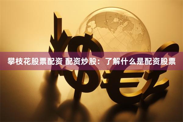 攀枝花股票配资 配资炒股：了解什么是配资股票